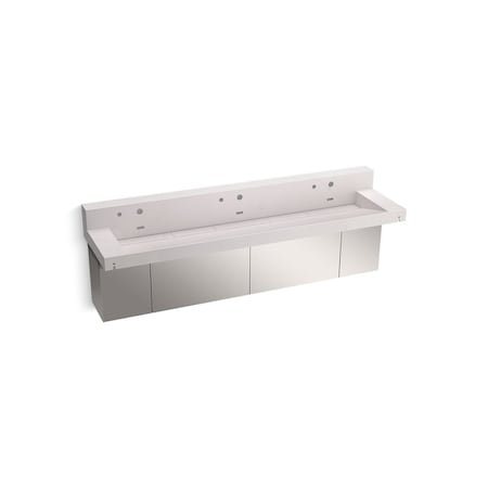Kohler 90In Wall-Mount Trough Lavatory System With Backsplash In Et Statuario 81028-BSS-KES